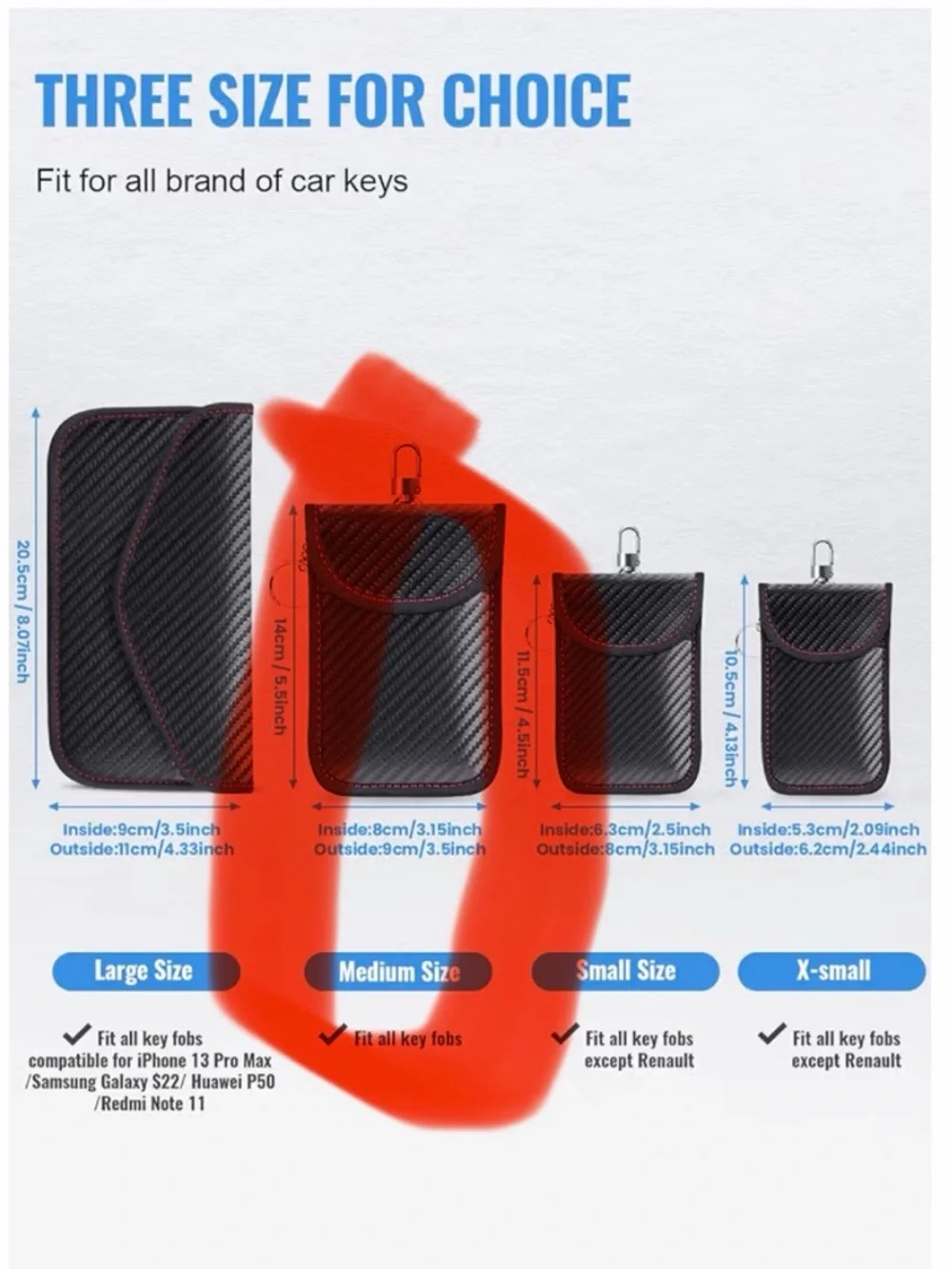 Faraday Pouches Car Fob - RFID Signal Blocking Pack - Medium Size‎